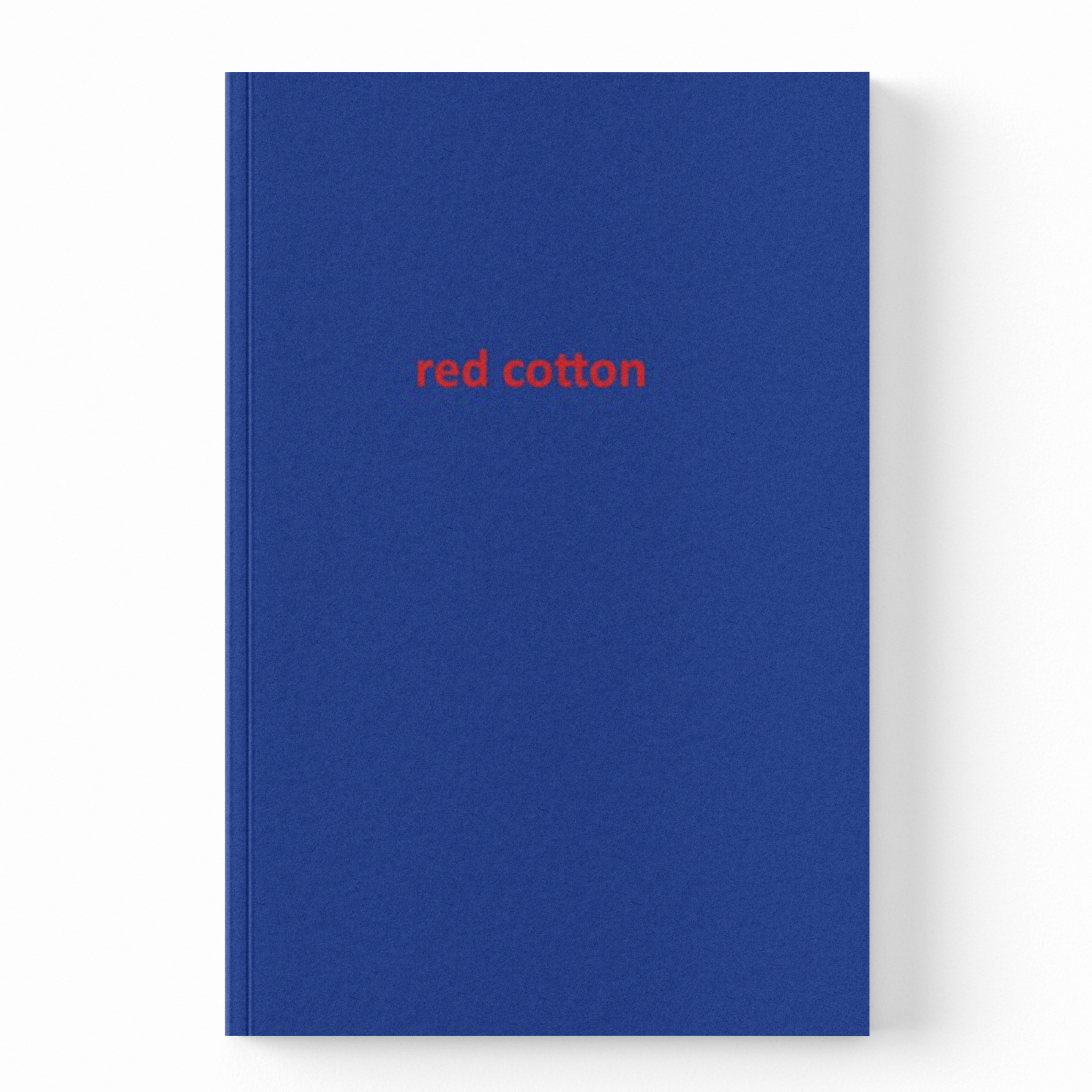 A blue hardcover notebook with the words 'red cotton' printed in small red lowercase letters on the front, shown against a plain white background.